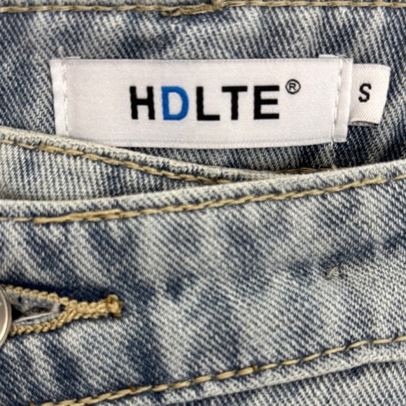 Light Blue Women's Crossover Waist Wide Leg Cropped Jeans - Picture 4 of 8